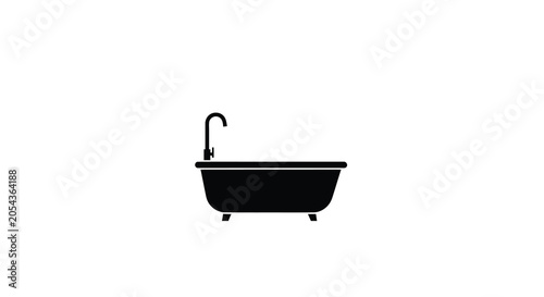 Bathtub With Faucet Minimalist Black Silhouette bath