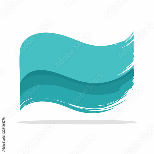 Abstract Teal Wavy Banner with Brushstroke Edges