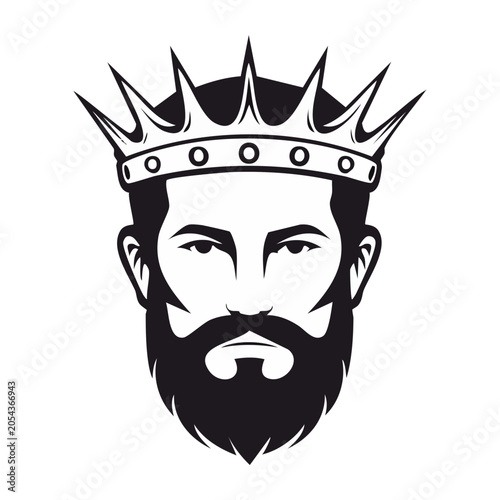 Monochrome Vector Portrait of a Man with Crown