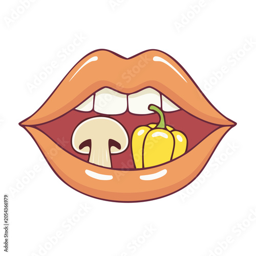 Pop Art Lips with Pepper and Mushroom