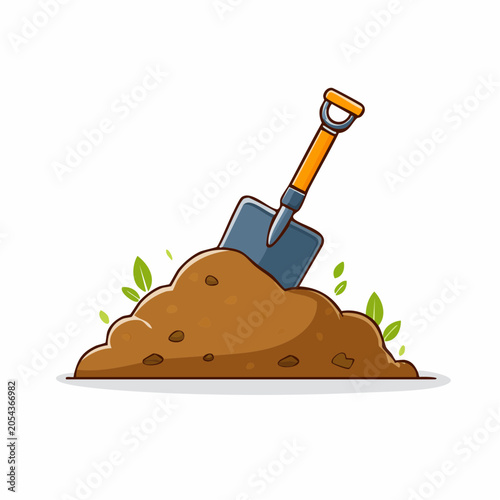 Shovel in Soil with Sprouts