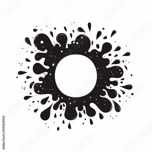 Black Ink Splatter Circle Frame
