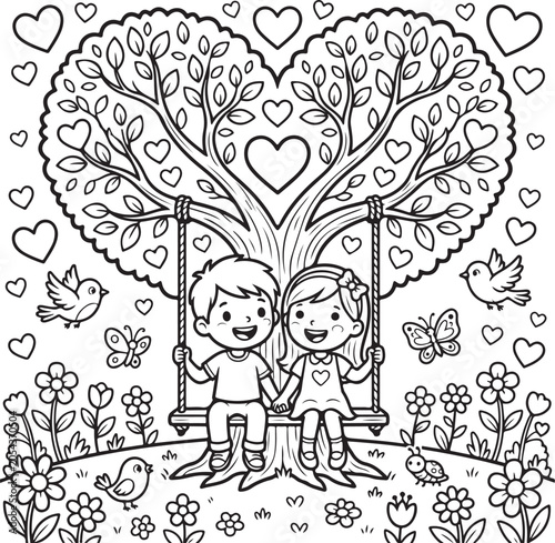 Cute Cartoon Animal Coloring Page Outline Illustration for Kids