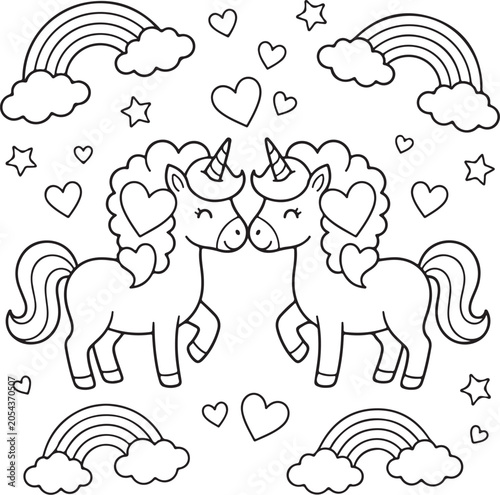 Cute Cartoon Animal Coloring Page Outline Illustration for Kids