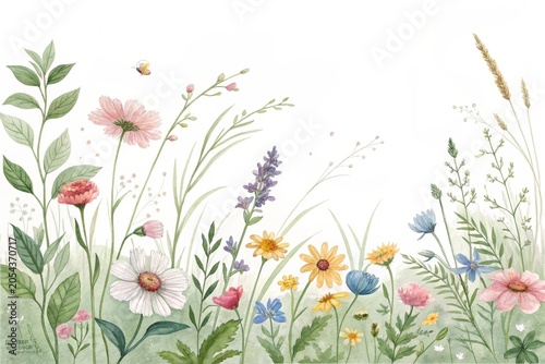 Creating a watercolor wildflower border with soft brush strokes in an organic style ideal for natural decor and art projects