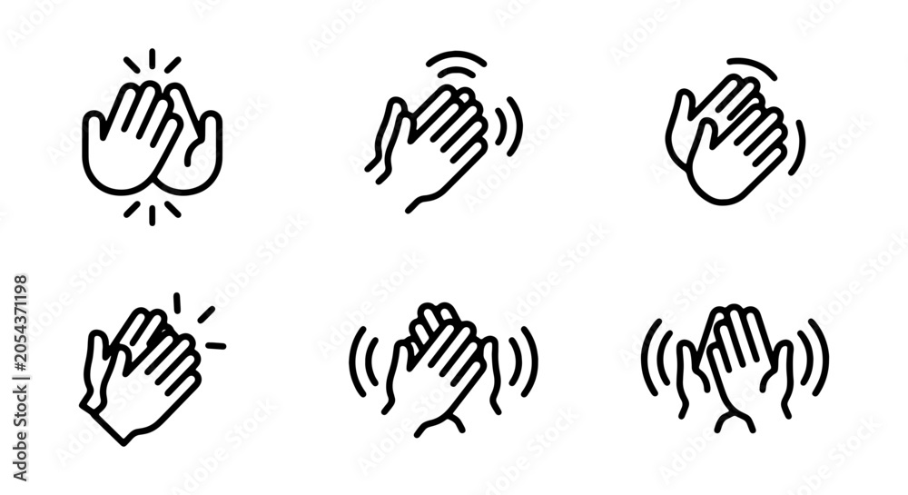 Obraz premium Applause Icons Set, Clapping Hands Vector Graphics, Approval Symbol Collection, Positive Feedback Elements, Celebration Gestures