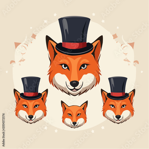Foxes Wearing Top Hats