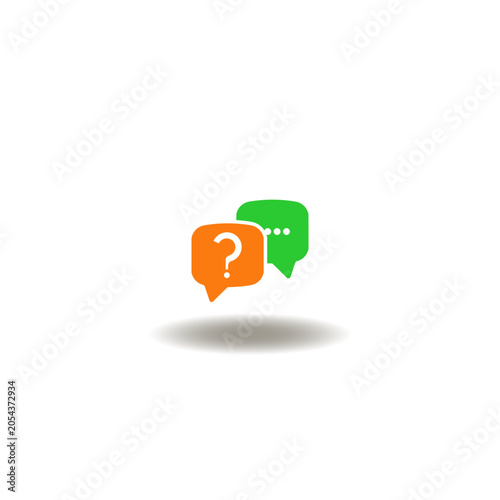 Vector illustration of speech bubbles with question mark. Icon of why? Symbol of question talk discussion.