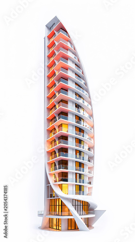 Modern residential building with unique curvilinear architecture