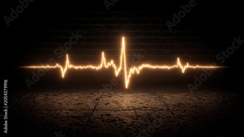 Stunning photo of glowing heartbeat line over a dark textured background displaying vitality.
