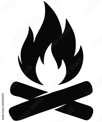 Campfire Fire Flame Wood Log Bonfire Outdoor Nature Icon