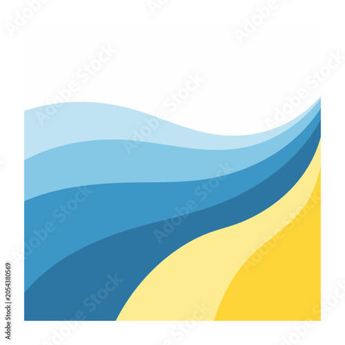 Abstract diagonal gradient waves in blue and yellow
