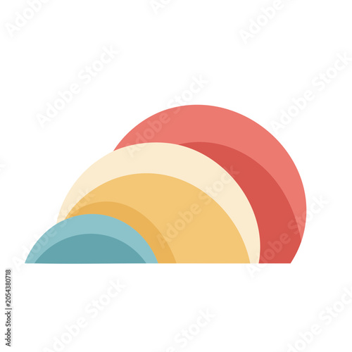 Flat design abstract circle with red yellow blue pink