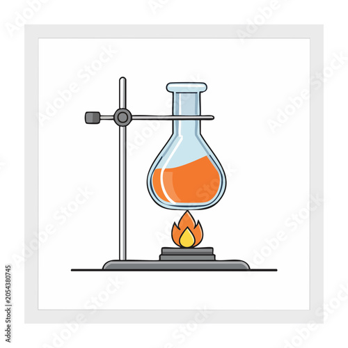 Flat design vector of a Bunsen burner with flame