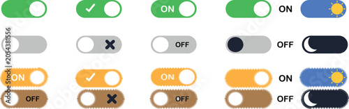 Obraz na płótnie Various toggle switch buttons on and off