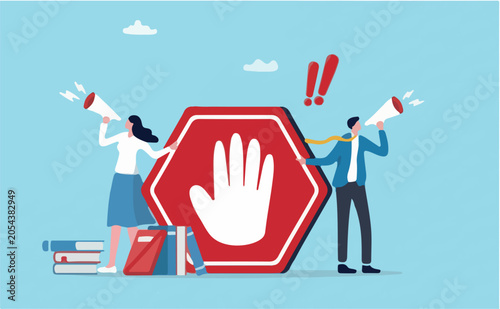 Obraz na plátne Forbidden warning, prohibition, don't do or stop rule, false or restriction, dan