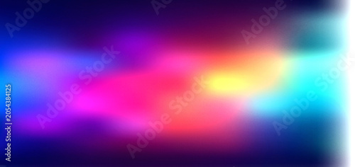 Abstract Grainy noisy textured gradient background with vibrant glowing colorful light flares and soft digital mesh light transitions