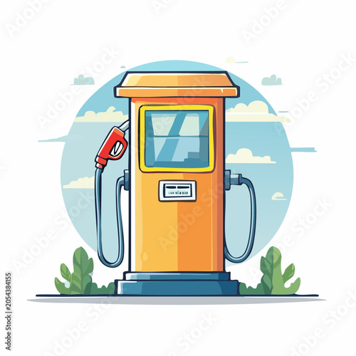 Cartoon Gas Pump with Fuel Nozzle