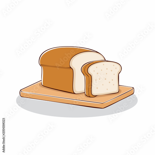 Loaf of Bread with Slice on Cutting Board