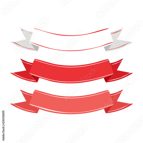 Red and White Ribbon Banners Flat Design