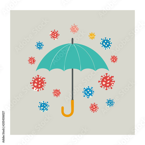 Umbrella Protecting from Viruses Flat Illustration