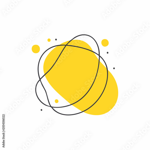 Abstract Yellow Blob with Black Lines and Dots