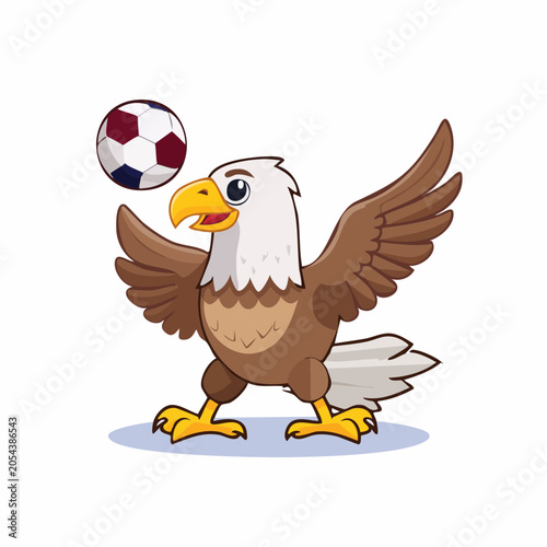 Cartoon Eagle Playing Soccer