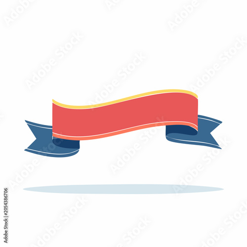 Red and Blue Ribbon Banner with Yellow Trim