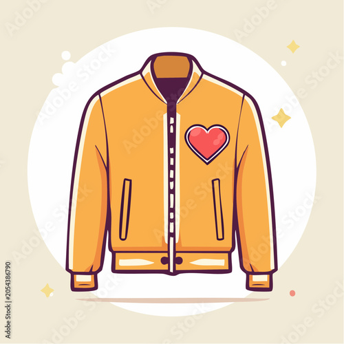 Yellow Bomber Jacket with Heart Patch