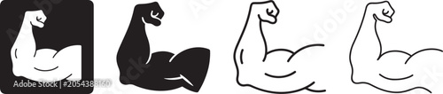 Foto Flexing bicep strong arm icon set vector.