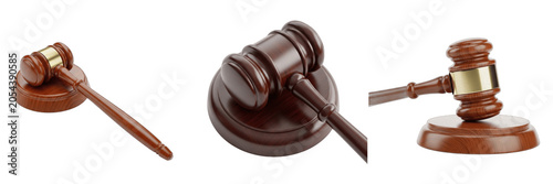 Isolated Wooden Auction Gavel Judge Hammer 3D Render Transparent Background Law Court Legal Justice System Authority Decision Boardroom Equipment Graphic High Resolution Commercial Microstock Clip Art