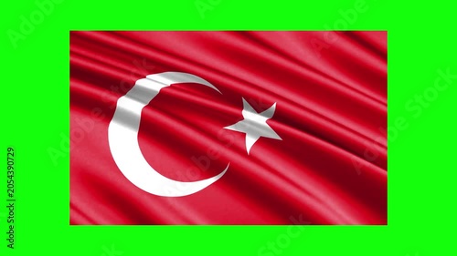 Official Turkey National Flag Waving and Zooming Out on Green Screen Background for Global Projects