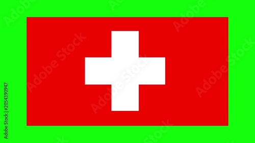 Official Switzerland National Flag Zooming Out and Centered on Green Screen Background for Global Projects