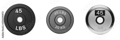 Isolated 45 LBS Barbell Weight Plate Gym 3D Render Transparent Background Bodybuilding Fitness Heavy Training Cast Iron Workout Equipment Graphic High Resolution Commercial Microstock Clip Art Design 
