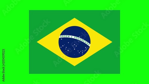 Official Brazil National Flag Zooming Out and Centered on Green Screen Background for Global Projects