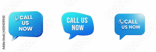 Isolated Call Us Now Blue Speech Bubble 3D Render Transparent Background Customer Service Hotline Business Contact Us Communication Help Desk Icon High Resolution Commercial Microstock Clip Art Design