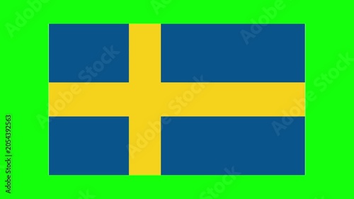 Official Sweden National Flag Zooming Out and Centered on Green Screen Background for Global Projects