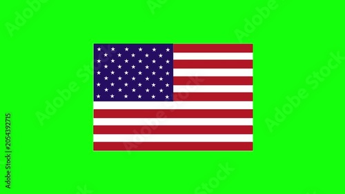 Official United States USA Flag Zooming Out and Centered on Green Screen Background for Global Projects