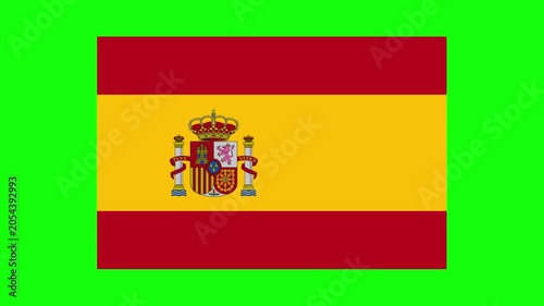 Official Spain National Flag Zooming Out and Centered on Green Screen Background for Global Projects