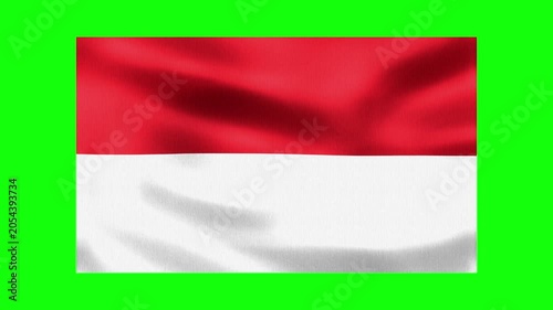 Official Indonesia National Flag Waving and Zooming Out on Green Screen Background for Global Projects