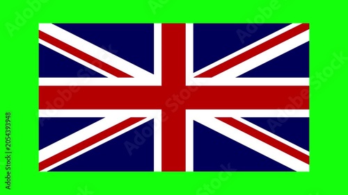 Official United Kingdom UK Flag Zooming Out and Centered on Green Screen Background for Global Projects