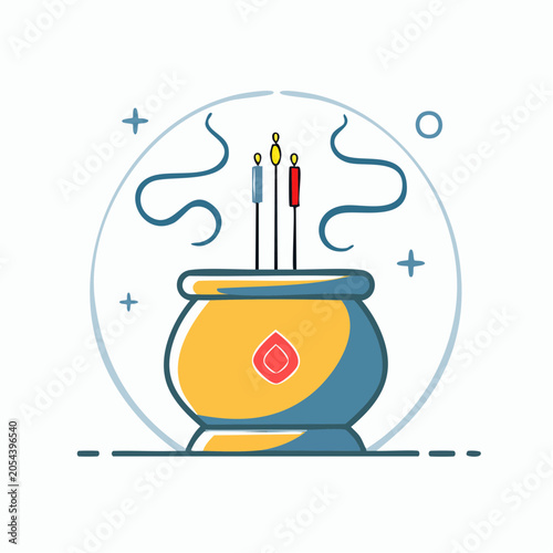 Incense Burner with Candles and Smoke