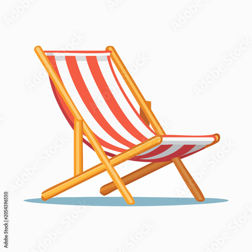 Red and White Striped Deck Chair