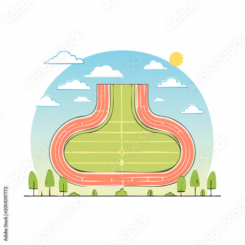 Athletics Stadium Track and Field Illustration