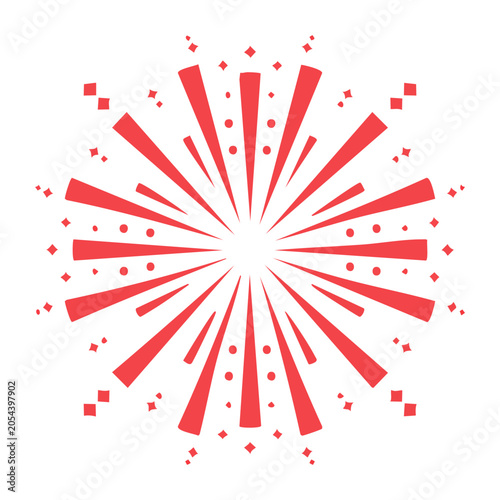 Red Fireworks Flat Design Vector