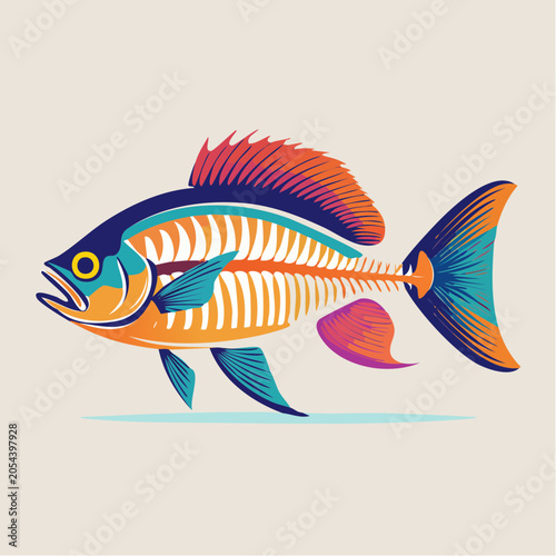 Stylized Fish Skeleton Illustration