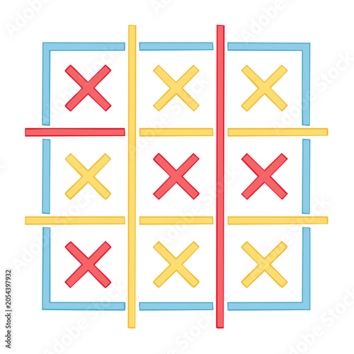 Tic-Tac-Toe Game Flat Design Vector