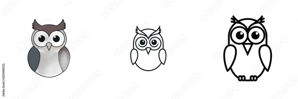 Fototapeta premium Isolated Cute Owl Line Art Cartoon Icon 3D Render Transparent Background Halloween Bird Character Wisdom Symbol Education School Graphics High Resolution Commercial Microstock Clip Art Design Element 