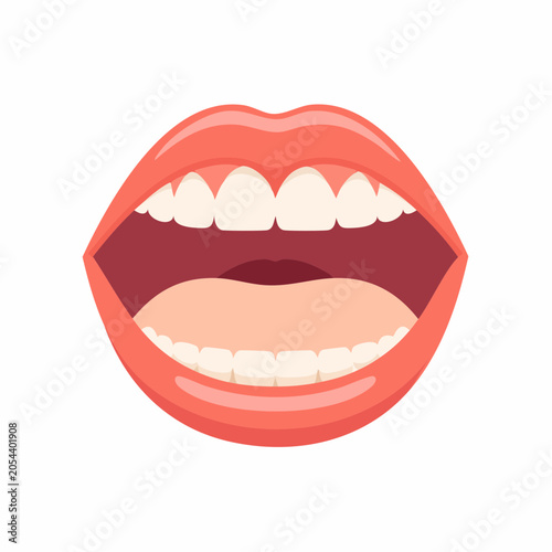Open Mouth with White Teeth and Red Lips
