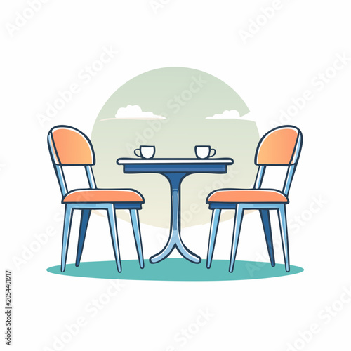 Outdoor Cafe Table and Chairs with Coffee Cups